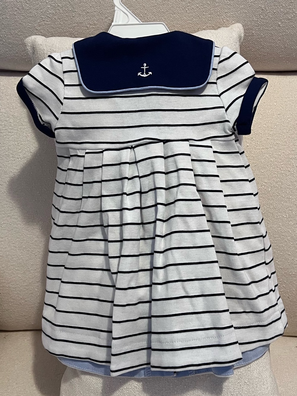 Mayoral Navy and White Striped Dress with Bows - Picture 2 of 6